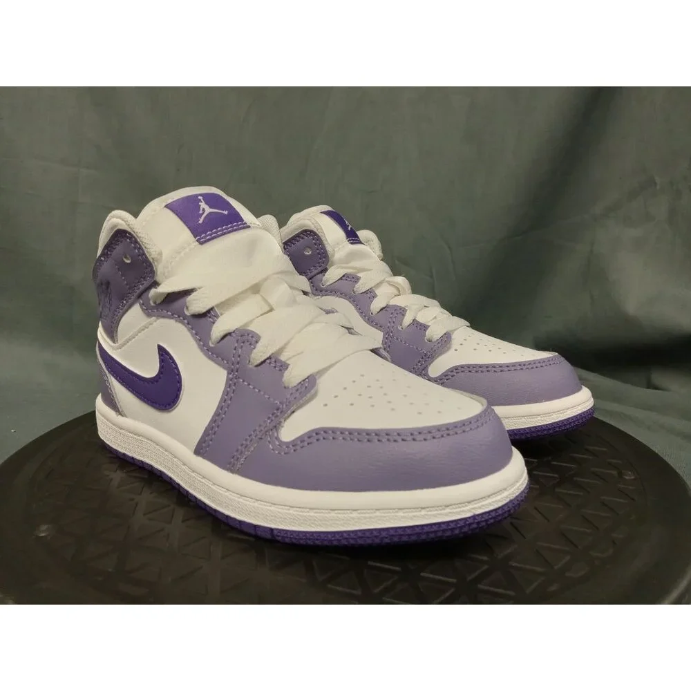 Jordan 1 Mid (PS) Leather Girls Purple White Size 1Y BRAND NEW IN BOX! - Picture 10 of 11